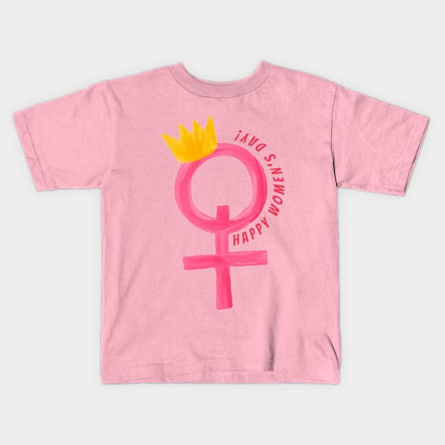 Happy Women's Day Kids T-Shirt by Alexander S.